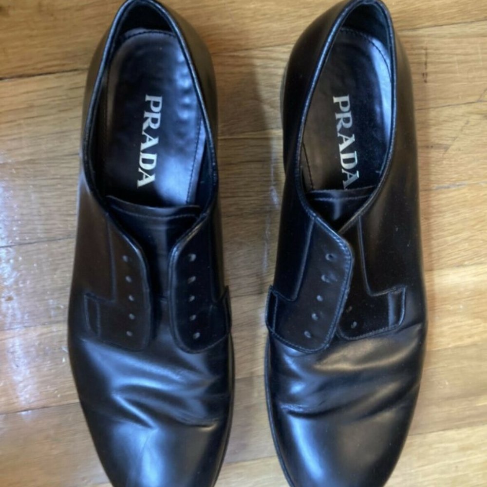 Black Prada Men's Leather Lace-up Size 10.5